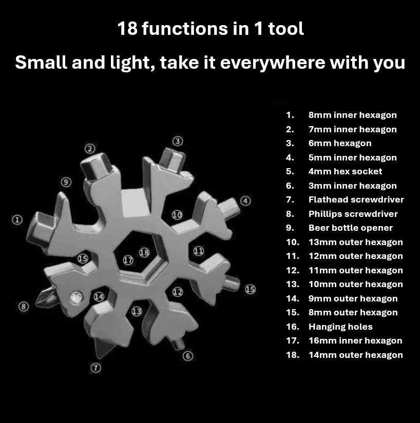 Snowtool - 18 in 1 Multi-Tool - Snowflake